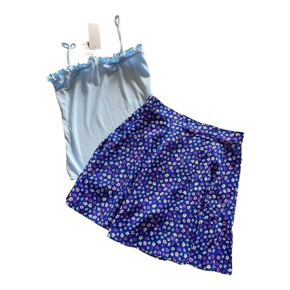 NWT-GAZE-RIBBED BODYSUIT & OLSENBOYE-FLORAL SKIRT